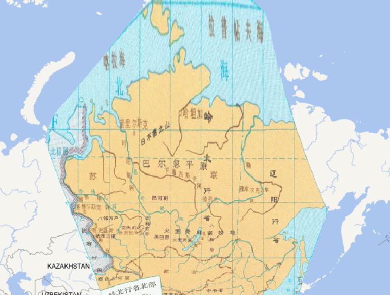 中国元朝时期岭北行省北部在线历史地图