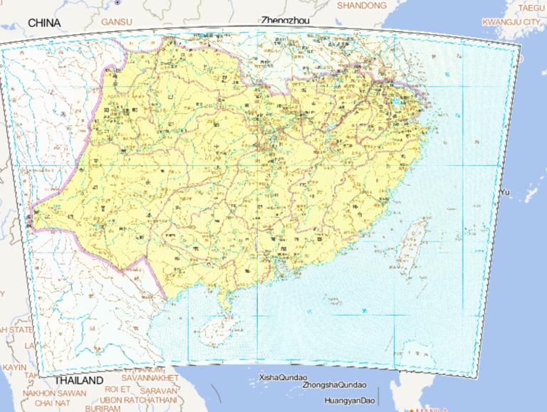 中国秦朝时期淮汉以南诸郡历史地图