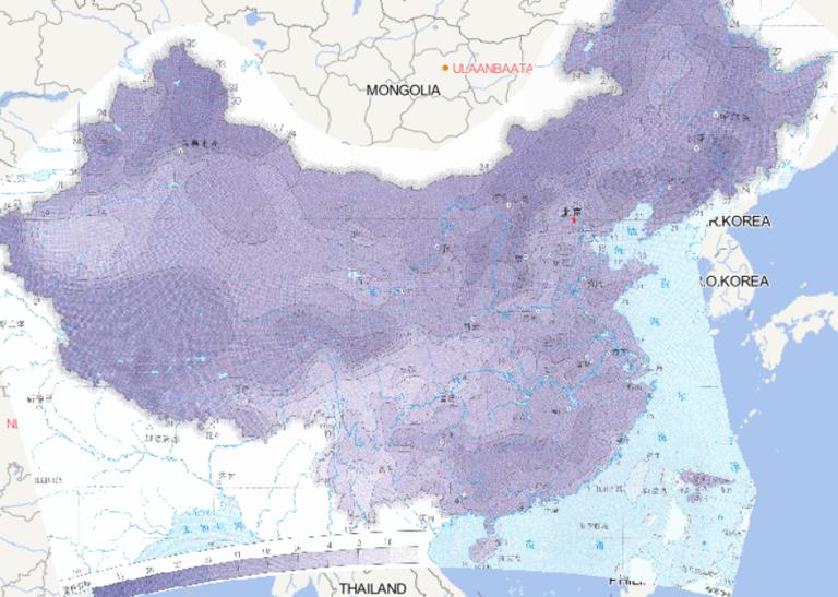 中国连续降温50年一遇阈值分布在线地图