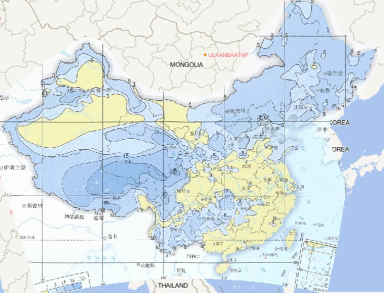 1961-2015年中国年冰雹日数最大值在线地图