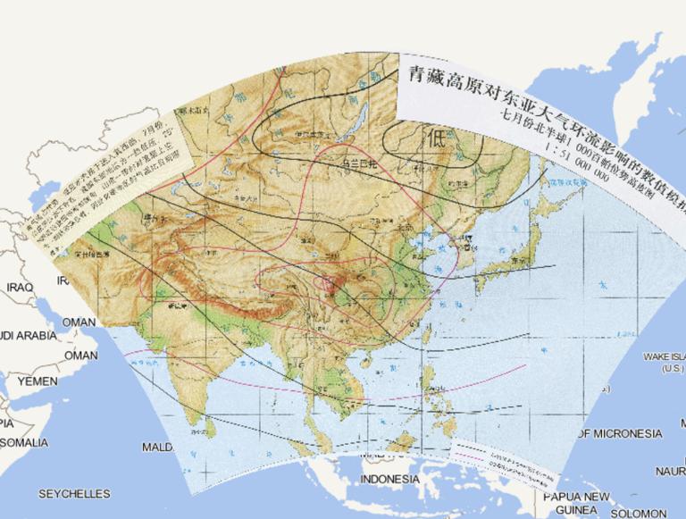 中国青藏高原对东亚大气环境影响的数值模拟（七月）在线地图