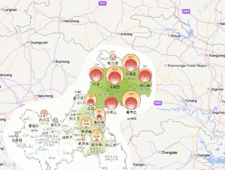2014年9月上旬重庆洪涝灾害农作物受灾情况在线地图