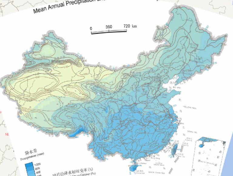 中国多年平均秋季降水量与降水相对变率在线地图
