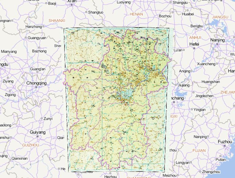 中国隋朝时期江汉沅湘诸郡的历史地图