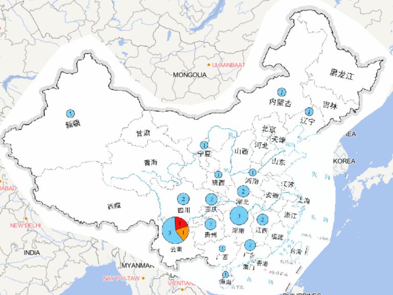 2014年国家救灾应急响应次数在线地图