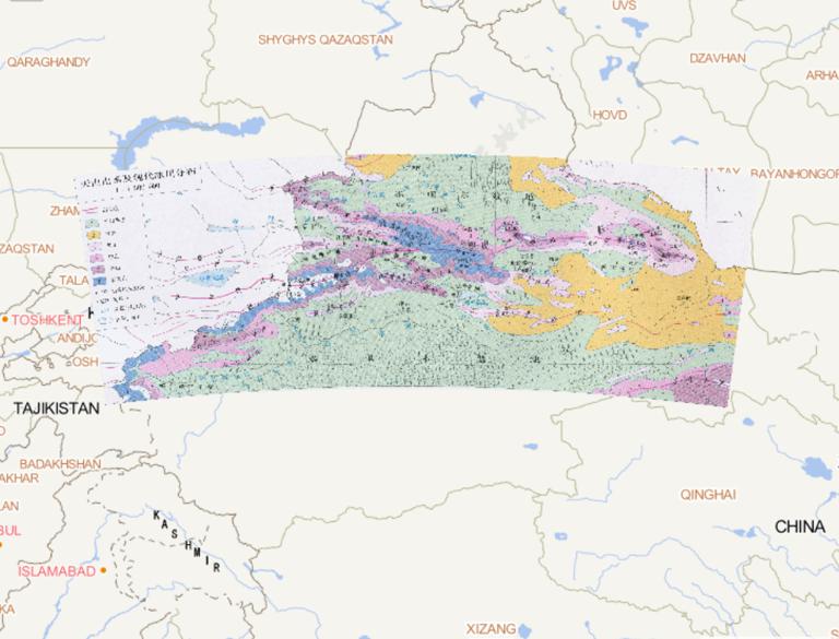 中国天山山系及现代冰川分布在线地图
