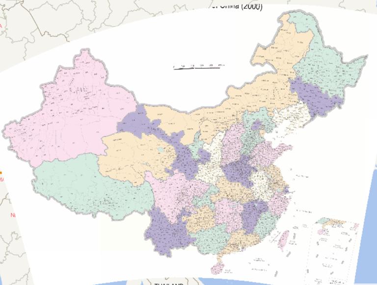 中国县级行政区划地图（2000年）在线地图