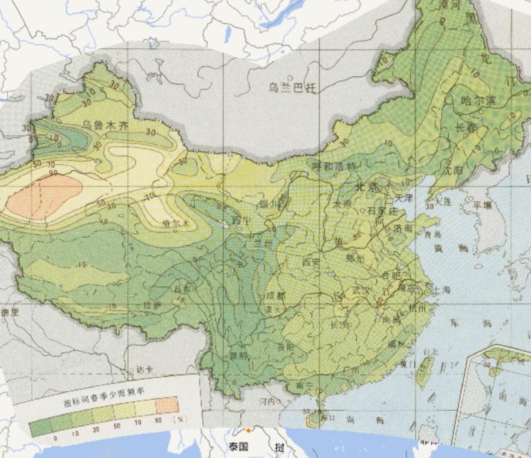 中国农业气象灾害夏季少雨频率在线地图