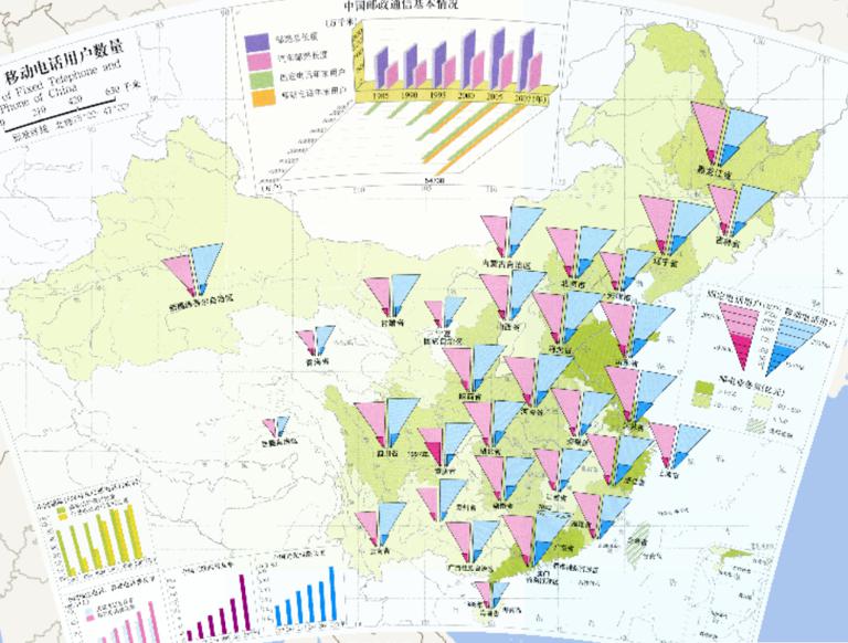 中国固定电话、移动电话数量在线地图