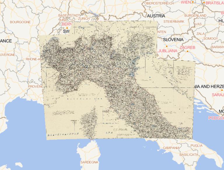 1869年意大利中北部和科西嘉岛在线地图