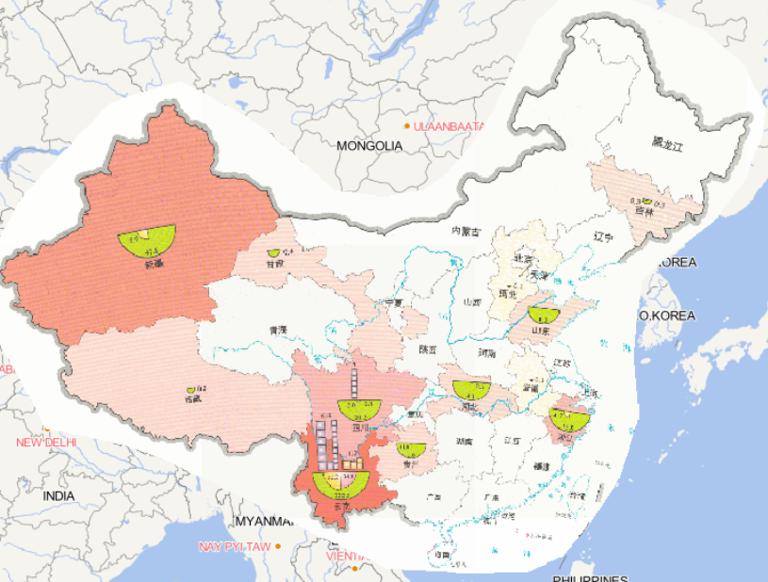 2014年中国地震灾害人员受灾情况在线地图