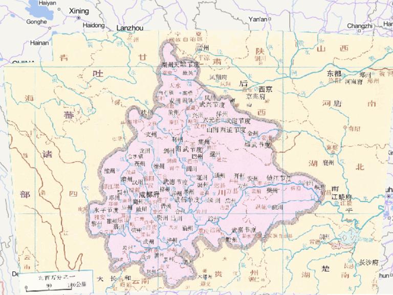 中国五代十国时期前蜀（924年）的在线历史地图