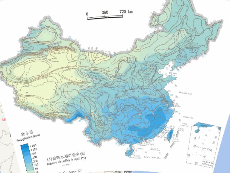 中国多年平均春季降水量与降水相对变率在线地图