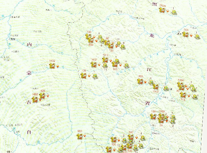 2010年中国大兴安岭森林火灾扑火队伍部署在线地图