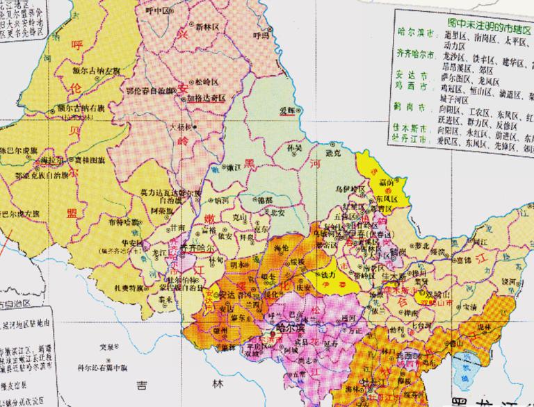 中国黑龙江省行政区划（1969~1978年）在线历史地图