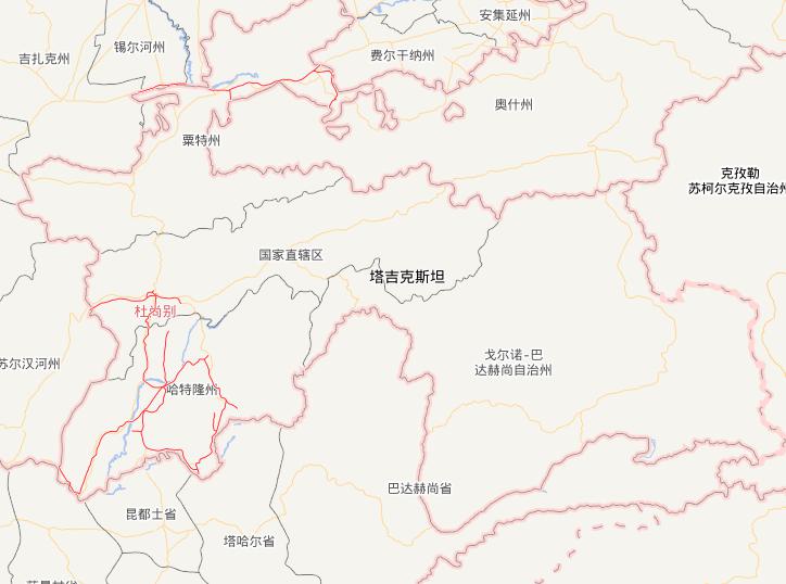 塔吉克斯坦铁路矢量数据