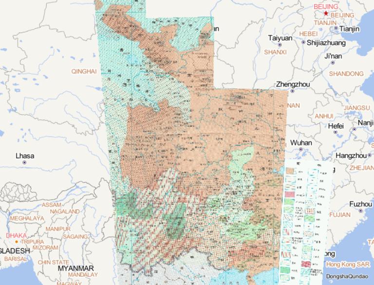 中国1661-1820年清代前期民族分布云南、贵州、广西、湖南、四川、甘肃等省的在线历史地图