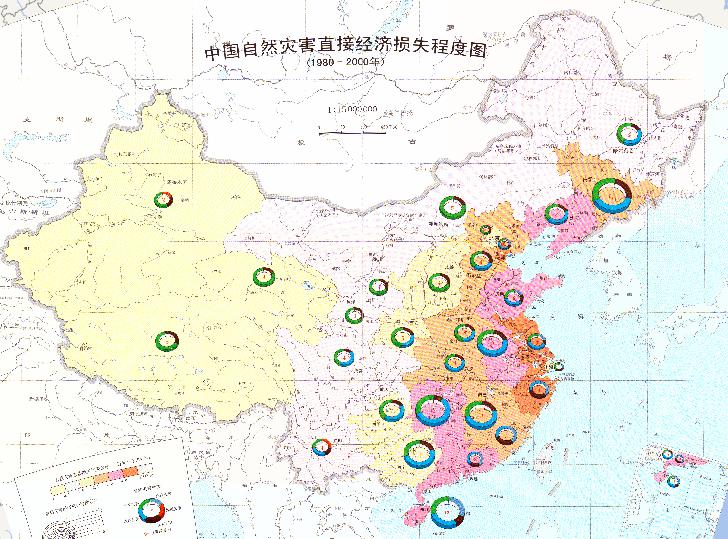 中国自然灾害直接经济损失程度（1980-2000年）在线地图