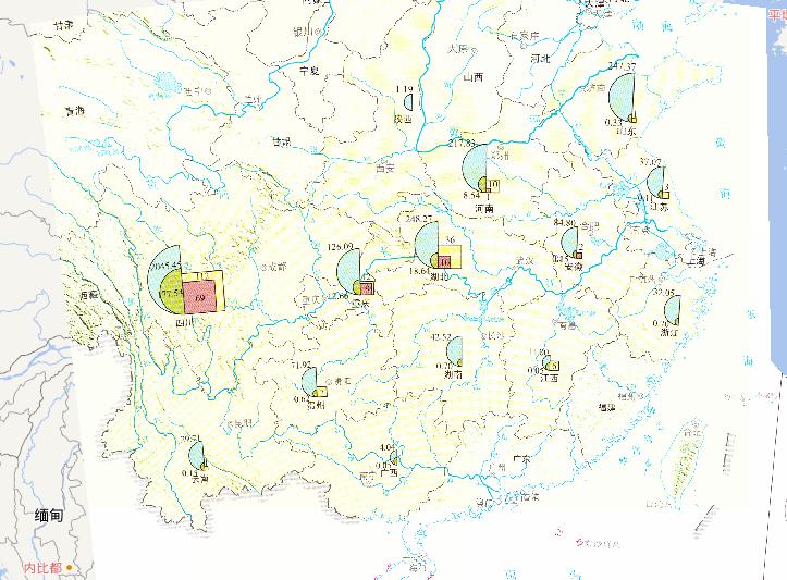 2010年7月14日-22日中国南方洪涝灾害受灾人口在线地图