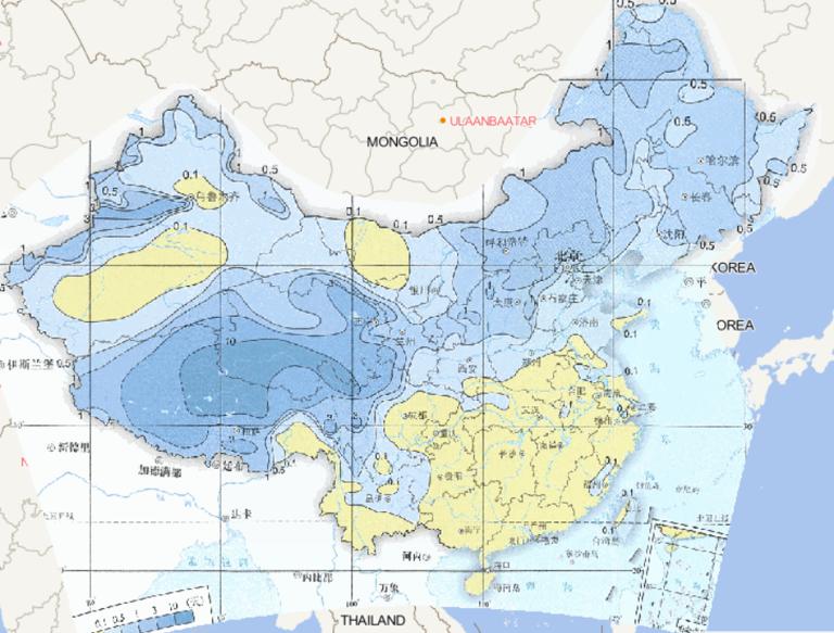 1981-2010年中国平均夏季冰雹日数在线地图