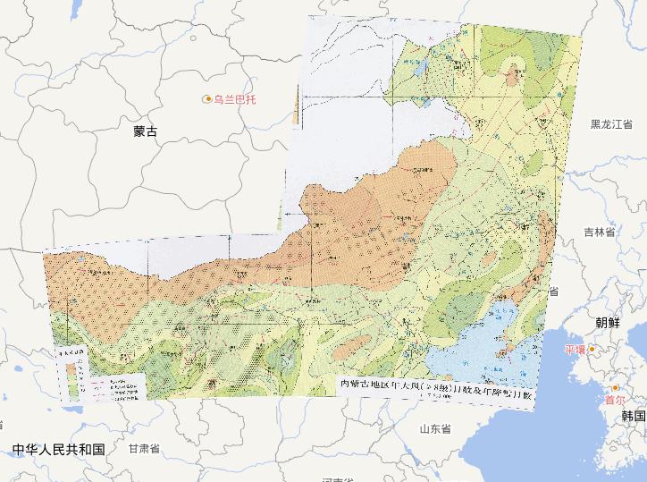 中国内蒙古地区年大风（≥8级）日数及年降雪日数在线地图