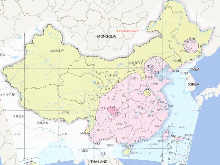 1992-2015年中国平均夏季降水pH值在线地图