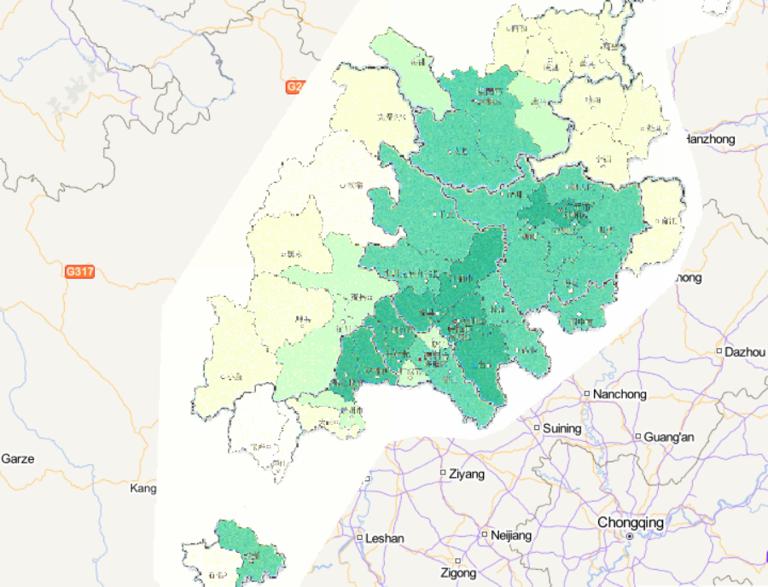中国汶川灾区农村住房倒损在线地图