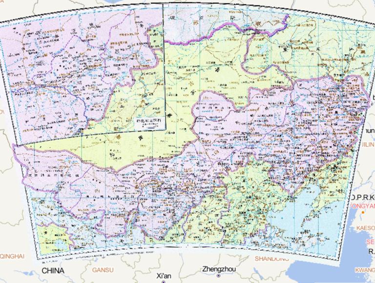中国清朝时期内蒙古六盟、套西二旗、察哈尔历史地图