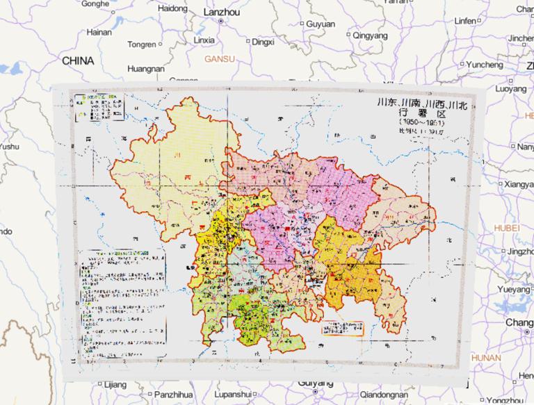 中国川东、川南、川西、川北行署区（1950~1951年）在线历史地图