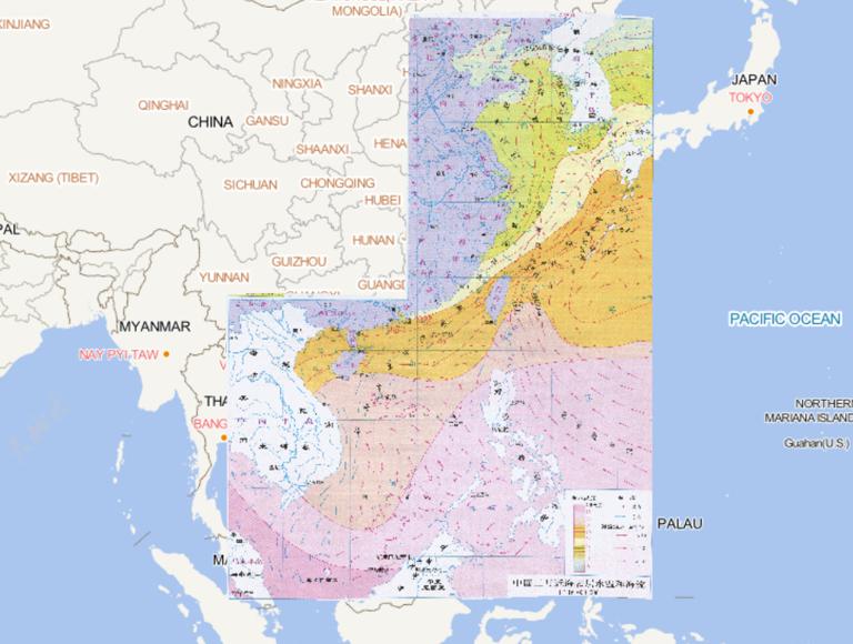 中国二月近海表层水温和海流在线地图