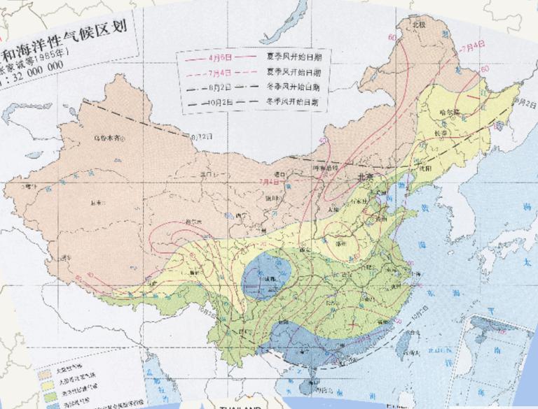 中国大陆性和海洋性气候区划（张家诚等1985年）在线地图