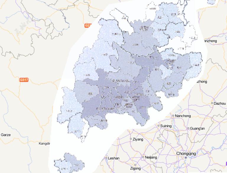 中国汶川灾区城镇住房倒损在线地图