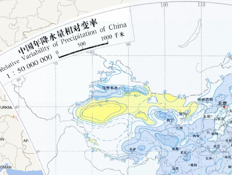 中国年降水量相对变率在线地图