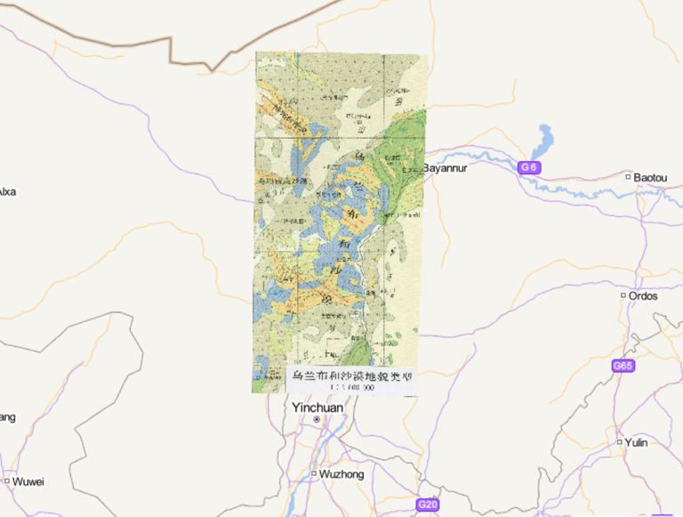 中国乌兰布和沙漠地貌类型在线地图