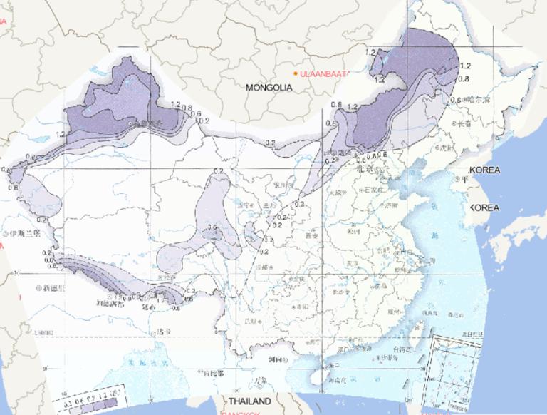 1981-2010年中国平均牧区年雪灾过程次数在线地图