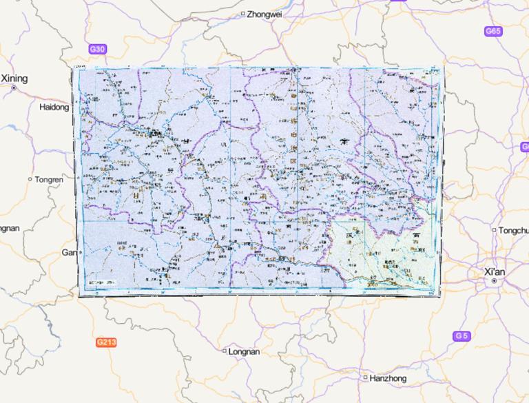 中国清朝甘肃兰州府、平凉府附近历史地图