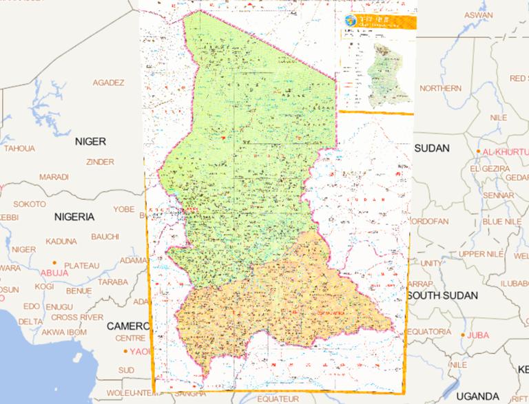 乍得、中非在线地图