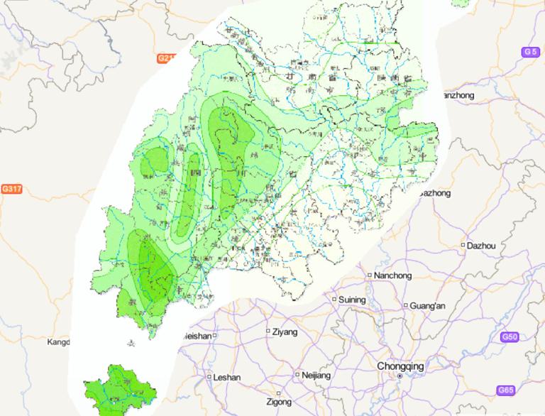 中国汶川灾区河川年径流系数在线地图