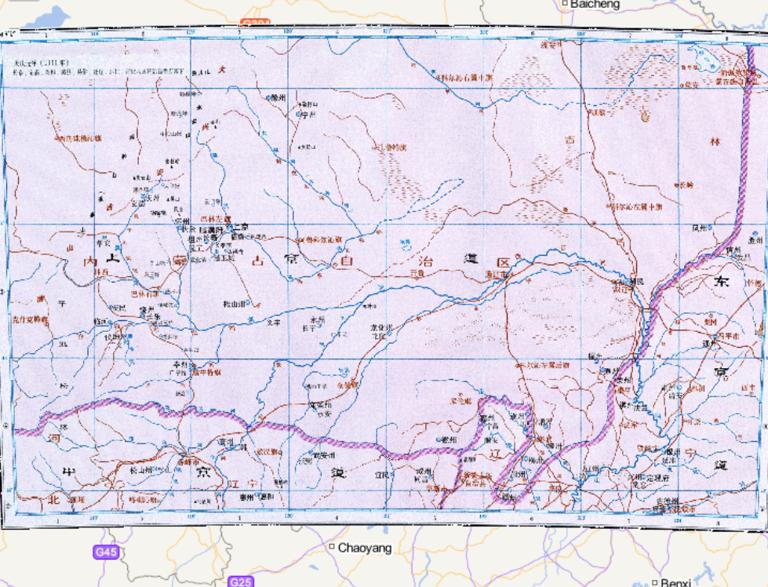 中国北宋、辽朝时期辽临潢府附近历史地图