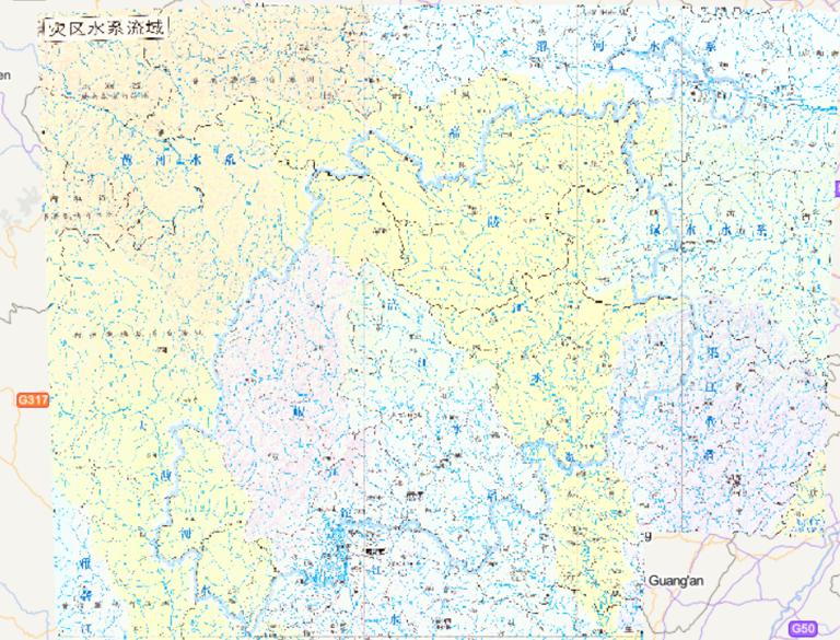 中国汶川灾区水系流域在线地图