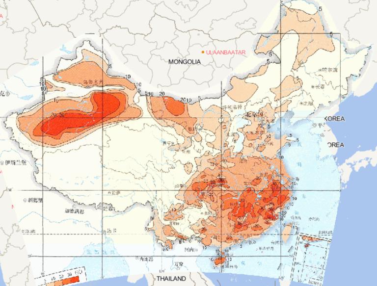 1961-2015年中国最长连续高温日数在线地图