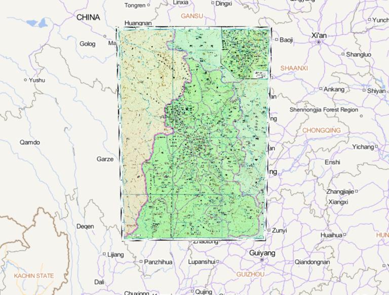 中国唐朝时期剑南道北部（成都附近）历史地图