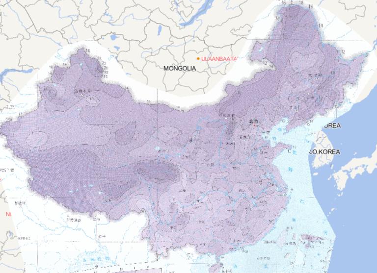 中国日降温极端阈值分布在线地图