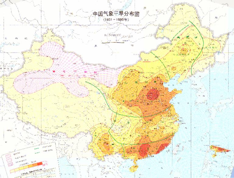 中国气象干旱分布（1951-1990年）在线地图