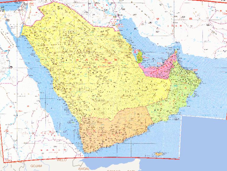 沙特阿拉伯、巴林、卡塔尔、阿拉伯联合酋长国、阿曼、也门在线地图