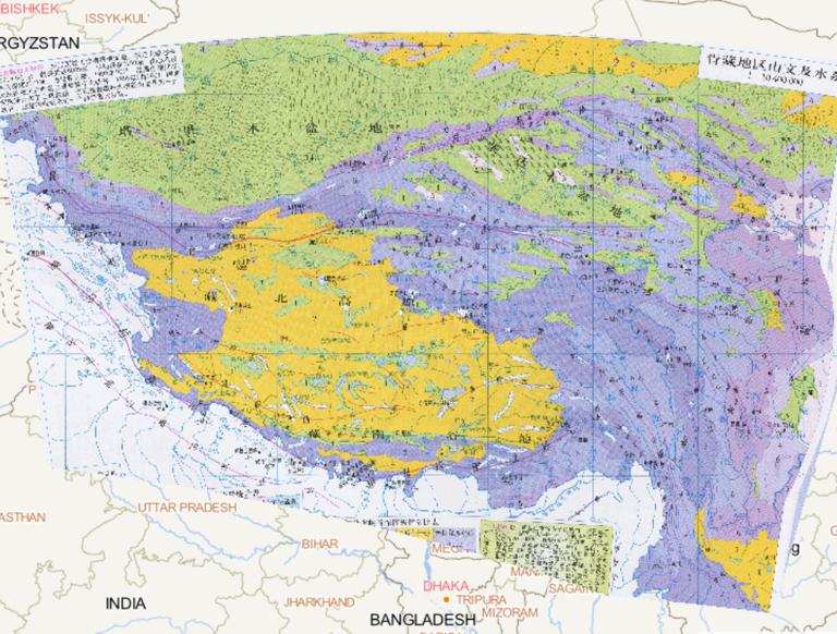 中国青藏地区山文及水系在线地图