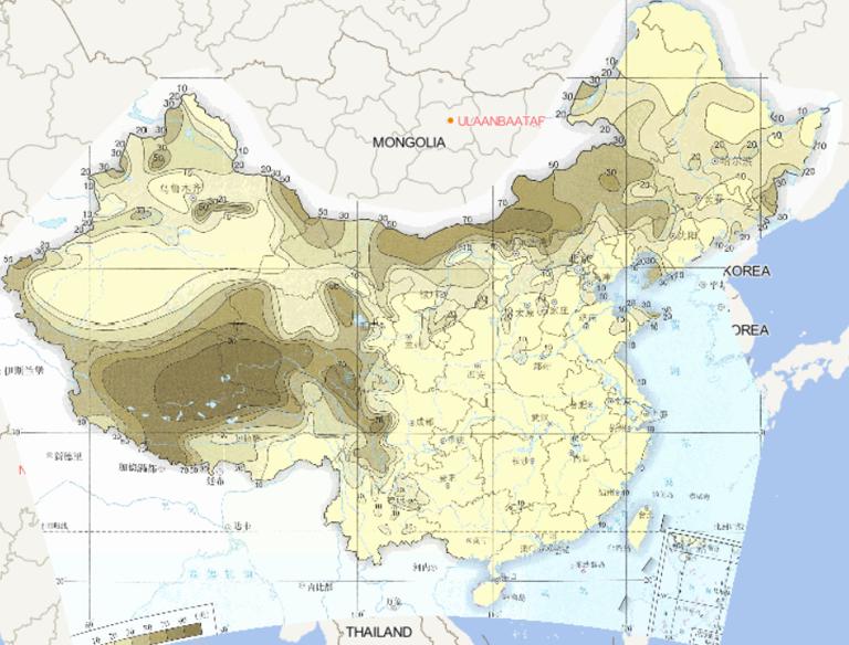 1981-2010年中国平均年大风日数在线地图