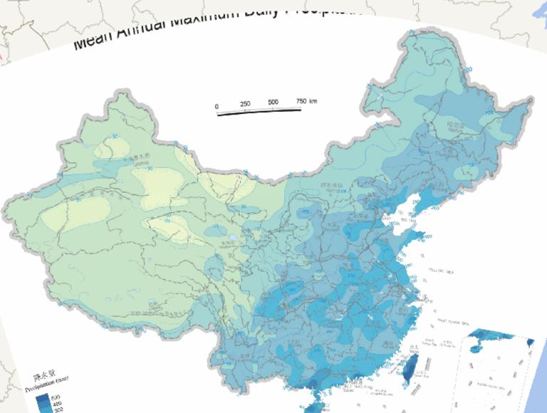 中国多年平均日最大降水量在线地图