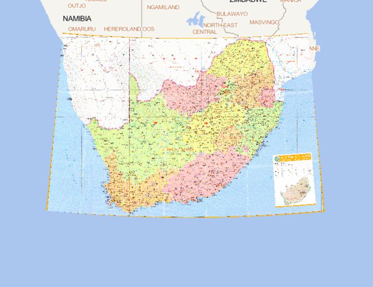 南非、斯威士兰、莱索托在线地图