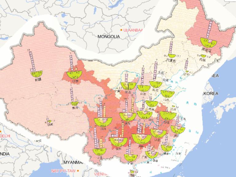 2014年中国洪涝和地质灾害人员受灾情况在线地图